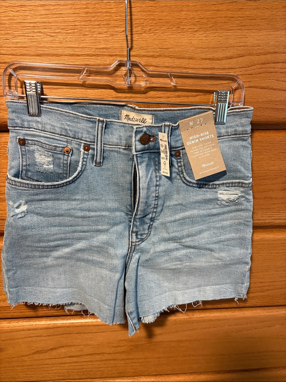 Madewell Light Blue High-Rise Cutoff Denim Shorts